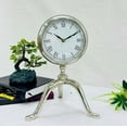 thumbnail image 1 of Silver Maritime Nautical Style Desk Stand Analog Clock – Elegant Office Desk Decorative Timepiece, 1 of 4