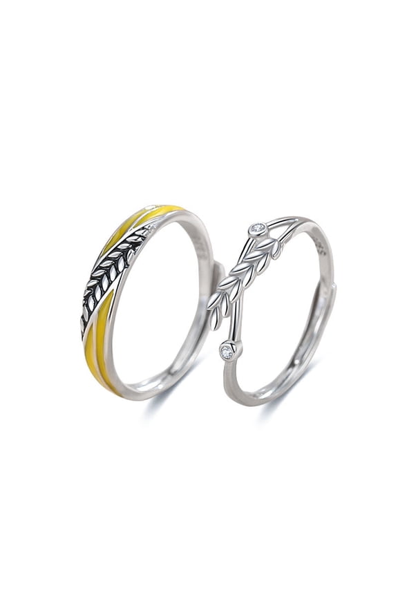 Silver Maxiang Happy Couple Ring Korean Style Xiaoqing Flower