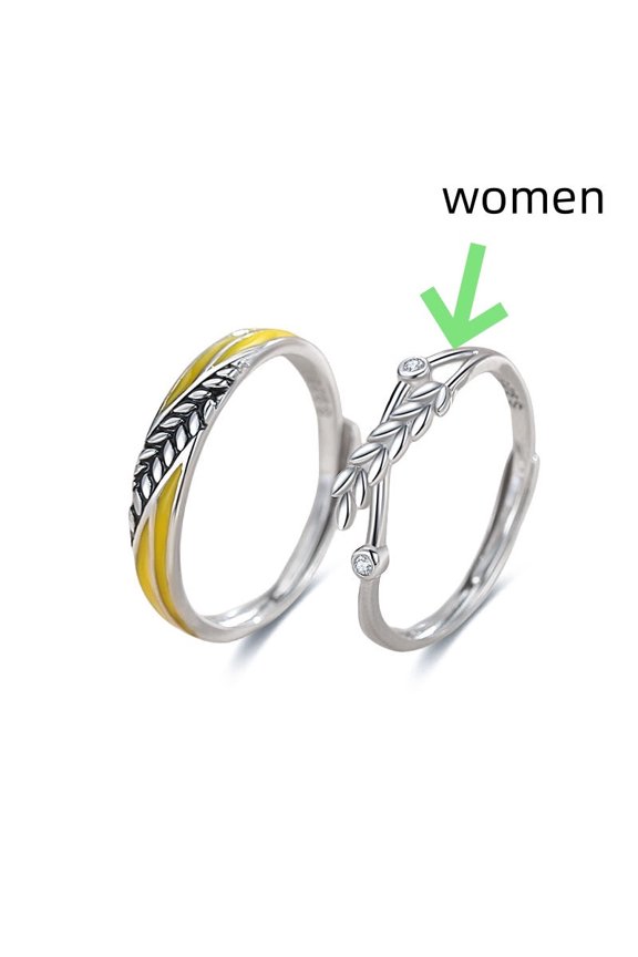 Silver Maxiang Happy Couple Ring Korean Style Xiaoqing Flower