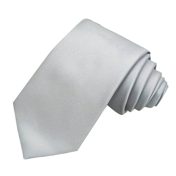 Silver Men Business Hand Tie With Solid Polyester Design For Settings