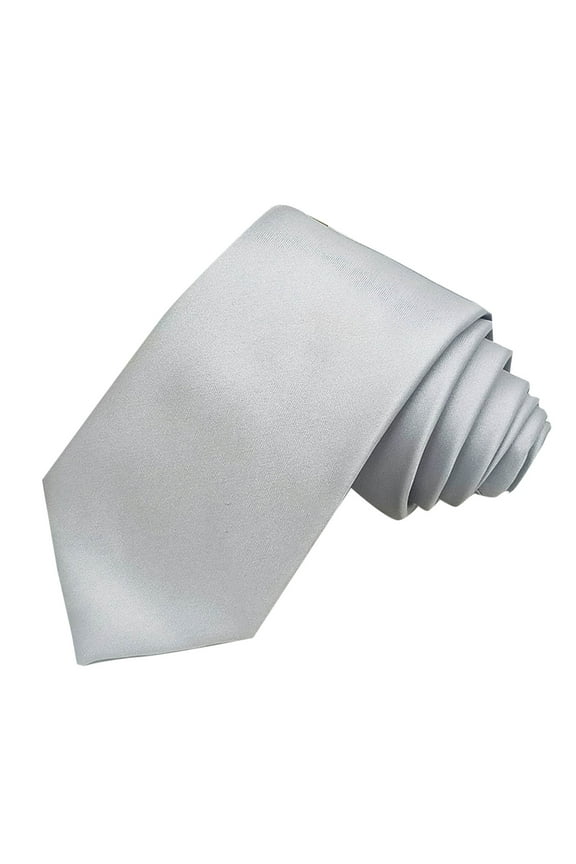 Silver Men Business Hand Tie With Solid Polyester Design For Settings