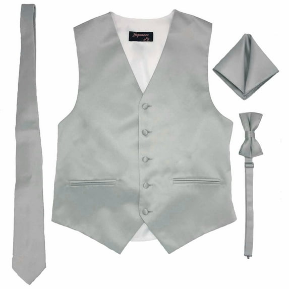 Silver Men's Satin Vest Spencer J's - 3XL