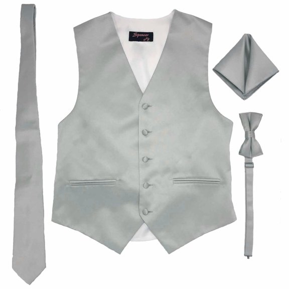 Silver Men's Satin Vest Spencer J's - XS
