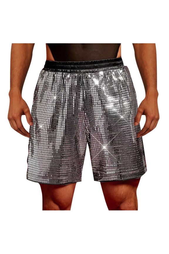 Silver Mens Spandex Formal Prom Party Gowns Evening Rave Shorts for Man Straight Leg Basic Summer Fall 2026 Soft Comfy Clothing Trendy Country Concert L