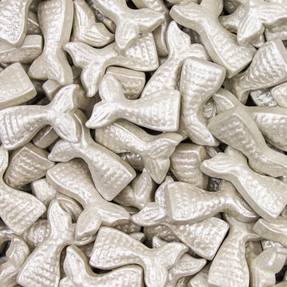 Krazy Sprinkles - Edible Silver Mermaid Tail Shapes - Bold Cake Decoration, 1/2 Cup