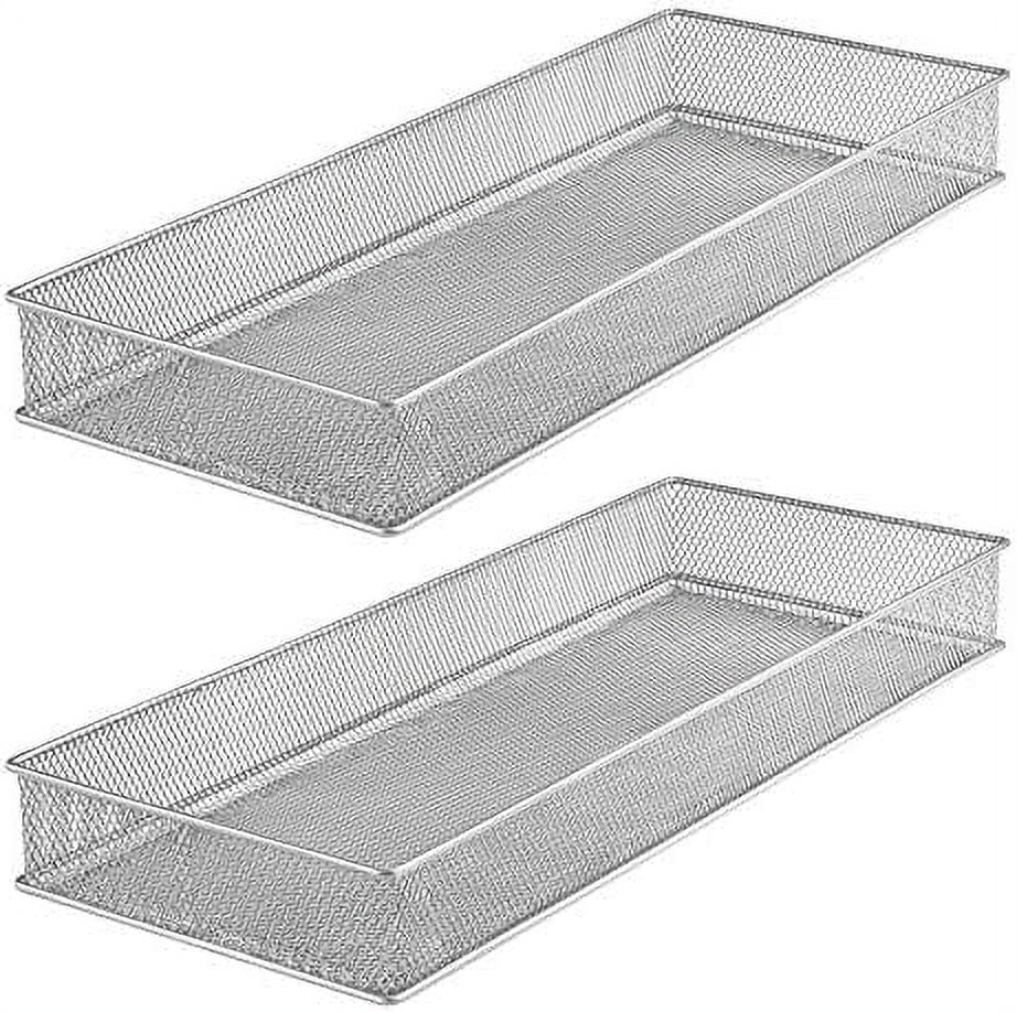 Silver Mesh Drawer And Or Shelf Organizer Bins, School Supply