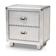 thumbnail image 1 of Silver Metal 2-Drawer Nightstand - Bedroom End Table with Storage, 1 of 11