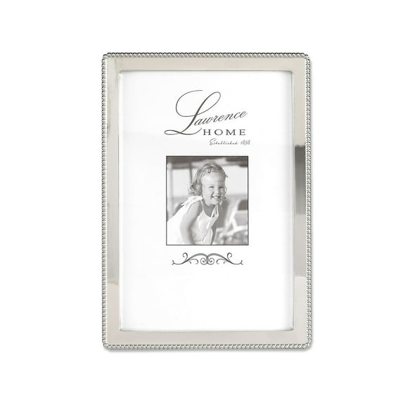 Silver Metal 4x6 Picture Frame with Delicate Outer Border of Beads