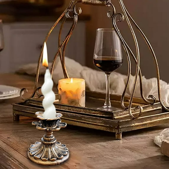 Silver Metal Candle Holders Vintage Taper Candlestick Holders For Wedding Christmas Party Dining Table Centerpiece Decor