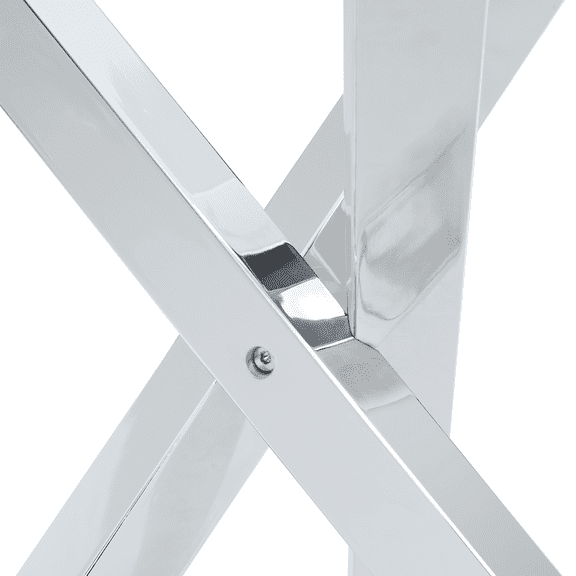 Silver Metal Cross Leg Dining Table Base Only