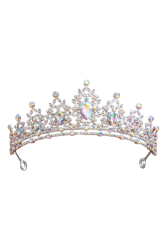 Silver Metal Glitter Waterdrop Rhinestone Princess Headbands Wedding Birthday Party Prom Headpieces for Women Brides Bridesmaids