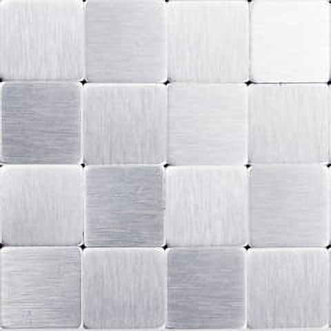 Silver Metal Lg Square Tiles 1 Sheet