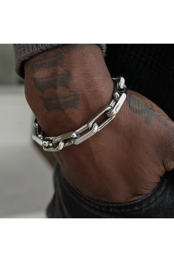 Silver Metal Men's And Women's Titanium Steel Bracelet Simple