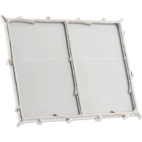 Silver Metal Natural Branch Motif 4x6 Double Frame by Lawrence - 4x6