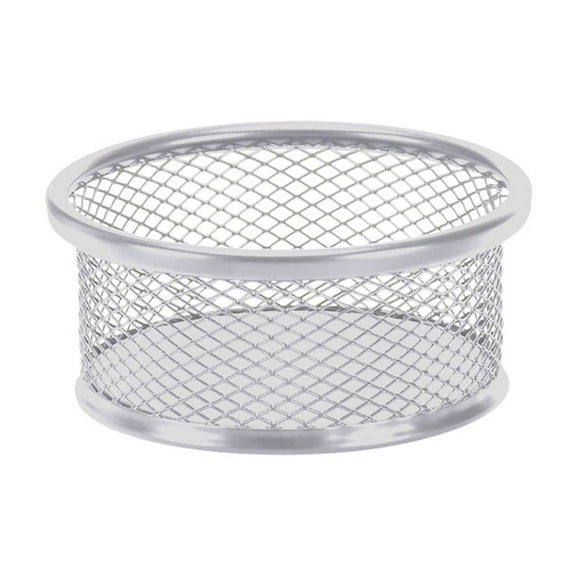 Silver Metal Paper Clip Organizer Cylinder Tube Office Desk Storage Container For Push Pins Thumbtacks Stationery Large Capacity Holder 3.35 Inches Height 0.16 Lb Weight