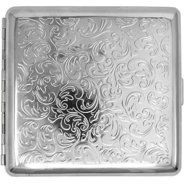 Silver Metal-Plated Cigarette Case & Stash Box (Full Pack - King Size Cigarettes)