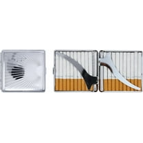 Set of 2 Metal-Plated King Size Cigarette Case & Stash Box (Silver Sunrise)