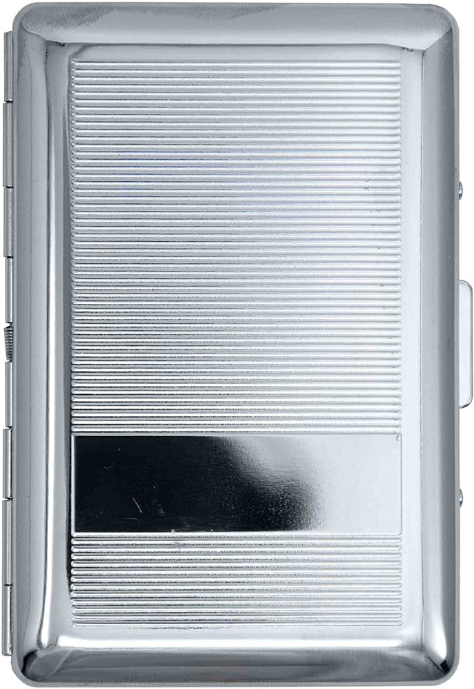 cigarette case buy Silver Metal-Plated Compact Cigarette Case & Stash Box (7X 100s Size  Cigarettes)