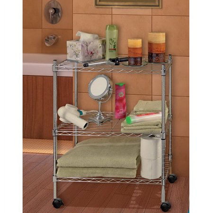 Silver Metal Shelving Unit, 3Tier Heavy Duty Height Adjustable Kitchen