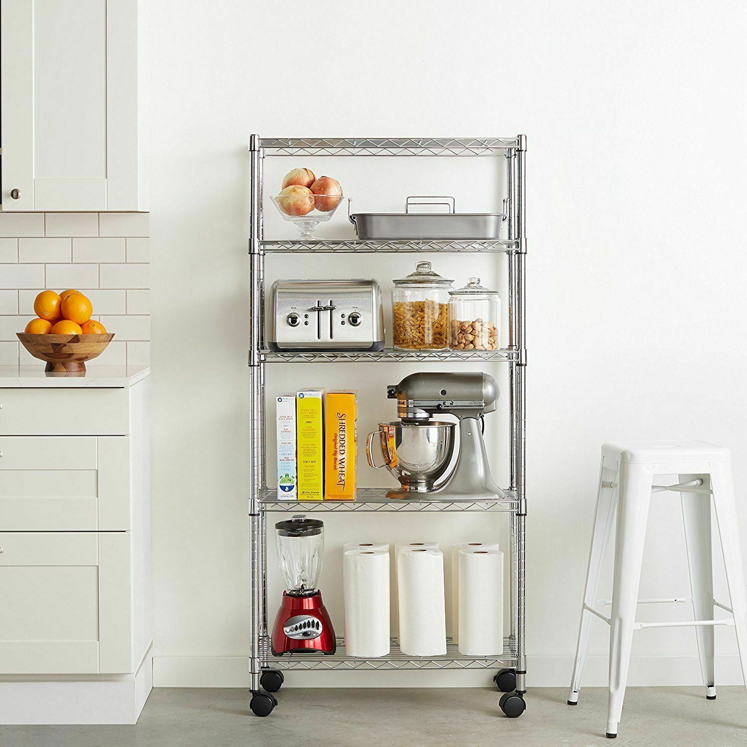 Silver Metal Shelving Unit, URHOMEPRO 5-Tier Heavy Duty Height Adjustable Kitchen Storage Shelves, Wire Shelving for Home, Wire Storage Racks for Garage Office kitchen, 35 Silver Metal Shelving Unit, URHOMEPRO 5-Tier Heavy Duty Height Adjustable Kitchen Storage Shelves, Wire Shelving for Home, Wire Storage Racks for Garage Office kitchen, 35