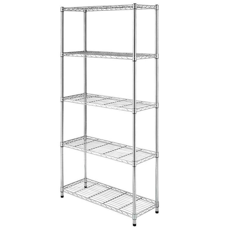 Silver Metal Shelving Unit, URHOMEPRO 5-Tier Heavy Duty Height Adjustable Kitchen Storage Shelves, Wire Shelving for Home, Wire Storage Racks for Garage Office kitchen, 35 Silver Metal Shelving Unit, URHOMEPRO 5-Tier Heavy Duty Height Adjustable Kitchen Storage Shelves, Wire Shelving for Home, Wire Storage Racks for Garage Office kitchen, 35