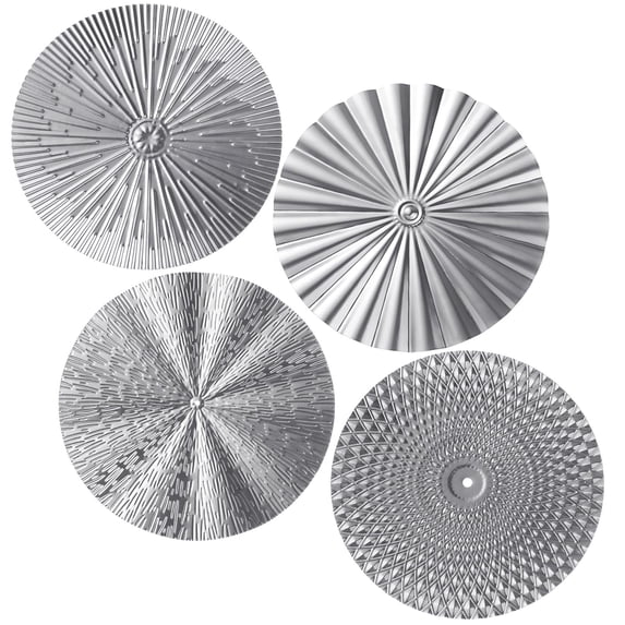 Silver Metal Sunburst Wall Sculpture Set of 4 for Home Living Room Office