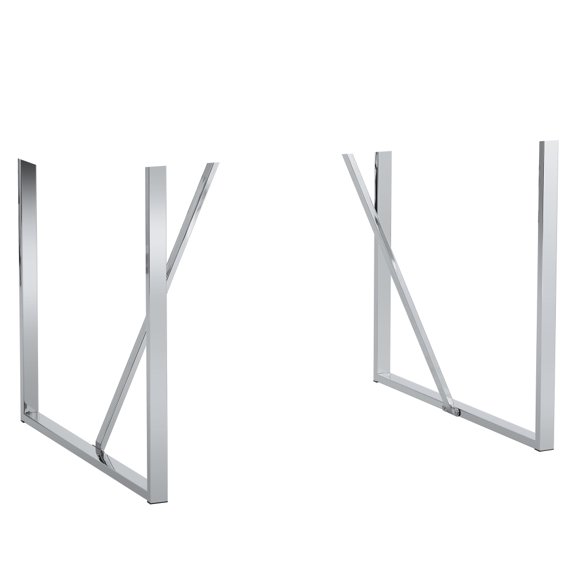 Silver Metal Table Leg Frame Only, Replacement Rectangular Desk Base with Anti-Slip Pads, Single Box Furniture Hardware Without Tabletop