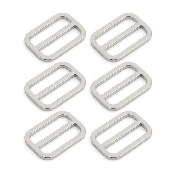 Silver Metal Triglide Strap Adjuster Slide Buckles, 6 Pack, 0.79 in Inner Width