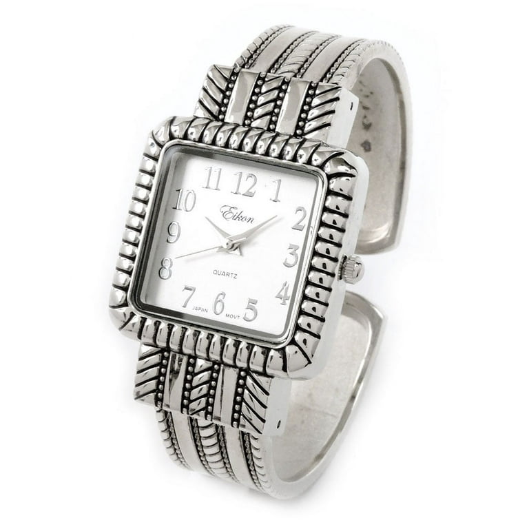 Square face silver ladies watch hot sale