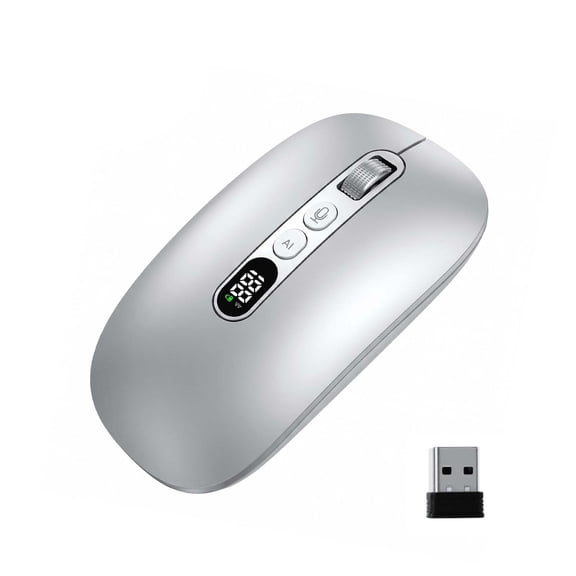 Silver Metal Wireless Smart Mouse For Office Home And Computer Use With Sleek Silver Design