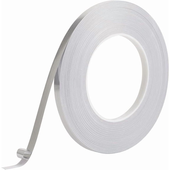 Silver Metalized Polyester Film Tape 50m x 8mm Self Adhesive Brushed Metallic Tape Peel and Stick Mirror Border Caulk Molding Trim