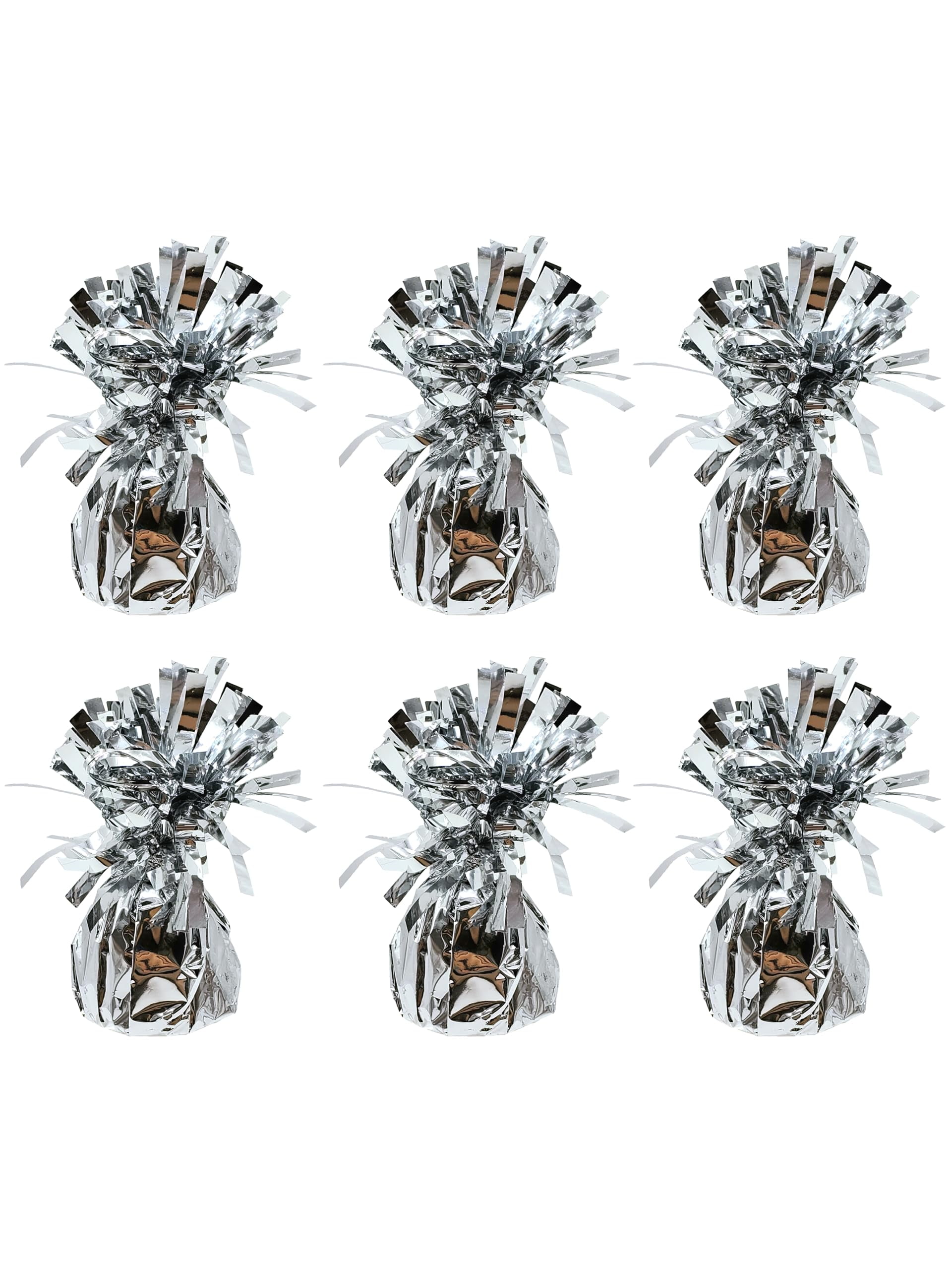 Silver Metallic Balloon Weights 6 Pack Keep Helium Balloons