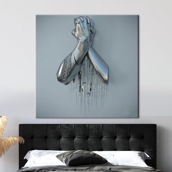 Silver Metallic Effect Wall Art, Modern Contemporary Print, Unframed Paper Poster 8x10in