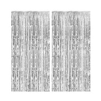 Silver Metallic Foil Fringe Curtains - Ideal Photo Booth Props for Birthday, Wedding, and Holiday Celebrations