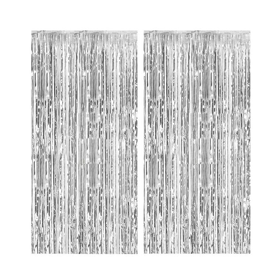 Silver Metallic Foil Fringe Curtains - Ideal Photo Booth Props for Birthday, Wedding, and Holiday Celebrations
