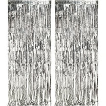 Silver Metallic Foil Fringe Door Curtain Hanging Decoration, 8' x 3' by Way to Celebrate