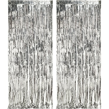 Silver Metallic Foil Fringe Door Curtain Hanging Decoration, 8' x 3' by Way to Celebrate