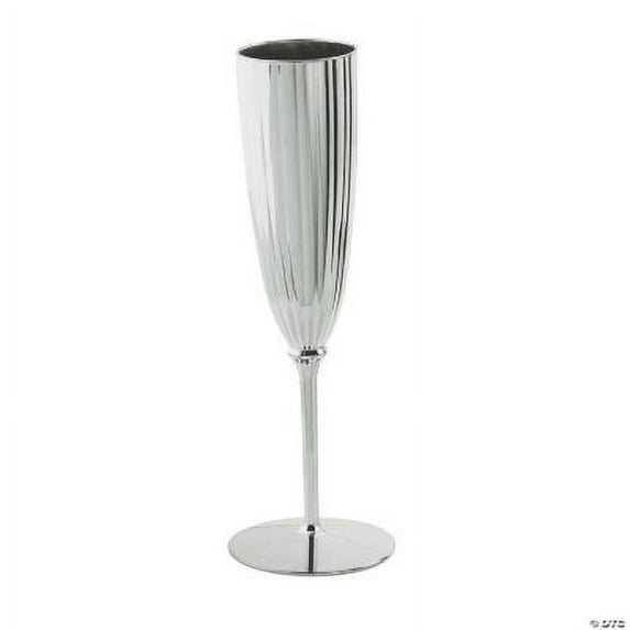 Silver Metallic Plastic Champagne Flutes , Wedding, Party Supplies, 12 Pcs
