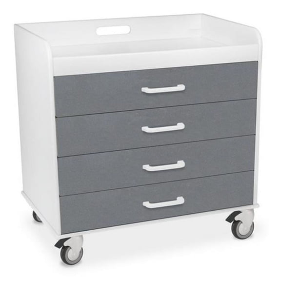 Silver Metallic Polyethylene Extra Wide Compact Locking 4 Drawer Cart 27 x 27 x 19 in.