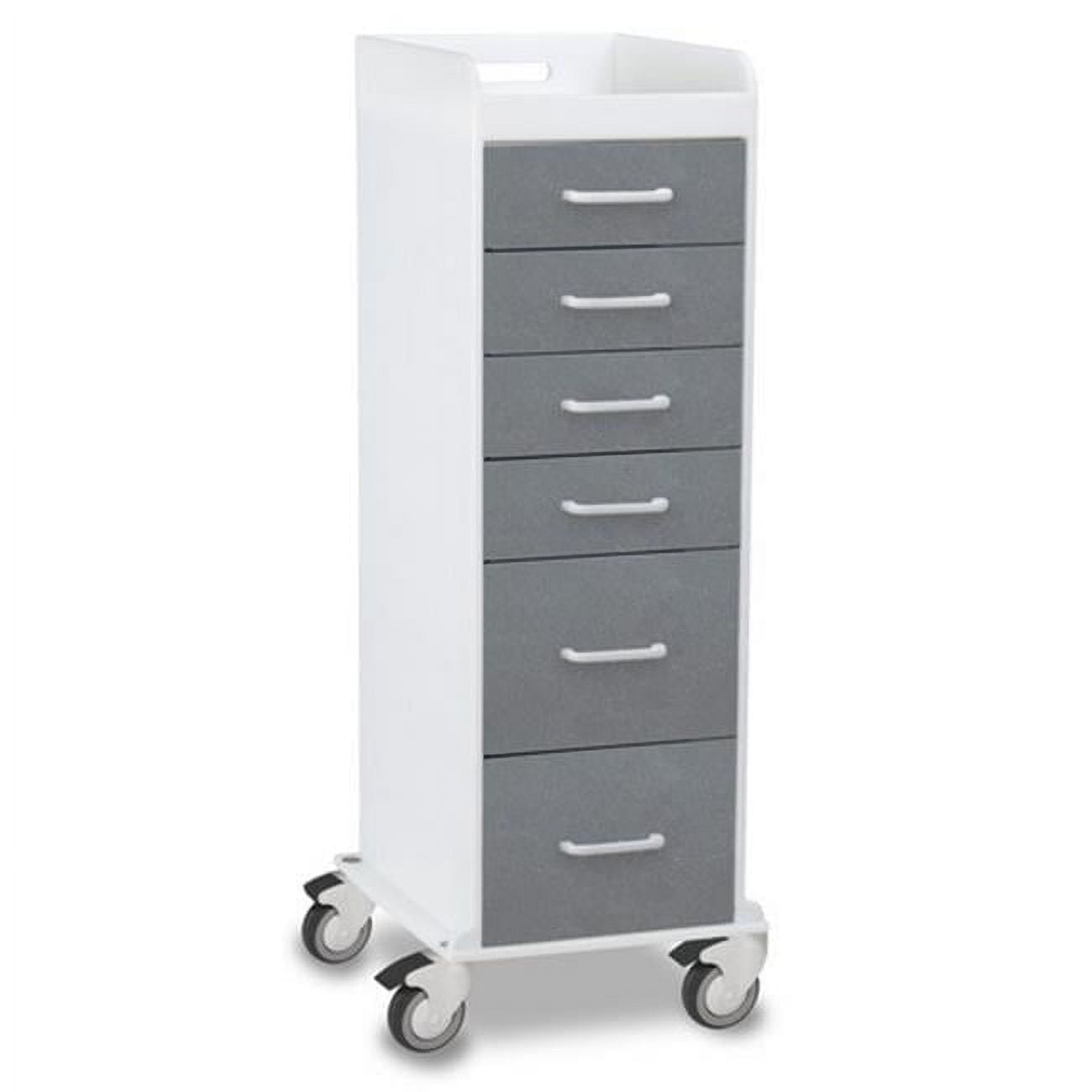 Silver Metallic Polyethylene Tall Locking 6 Drawer Cart - 16 x 47 x 19 ...