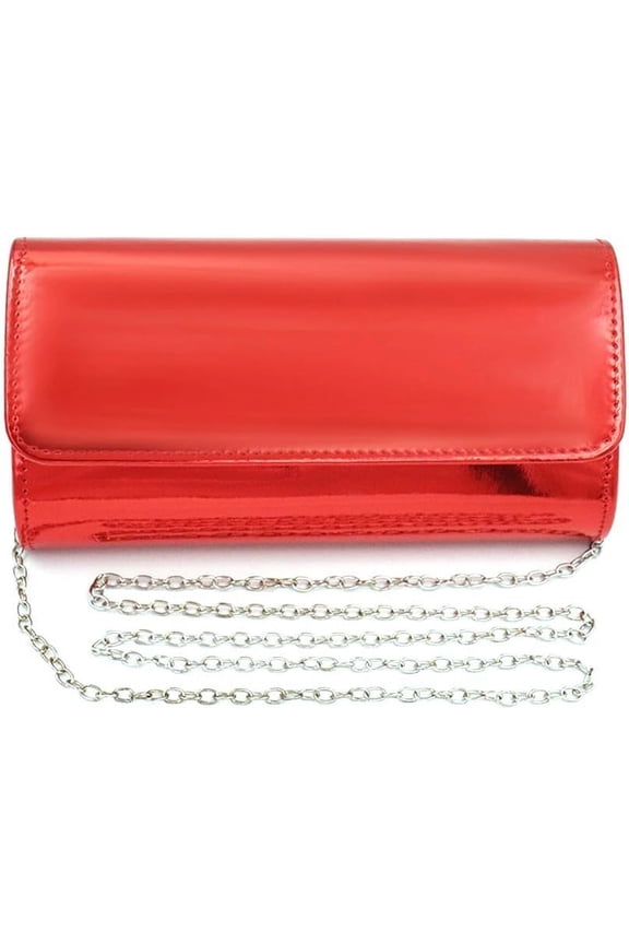Silver Metallic Purse Flap Dazzling Small Clutch Bag Evening Bag With Detachable Chain