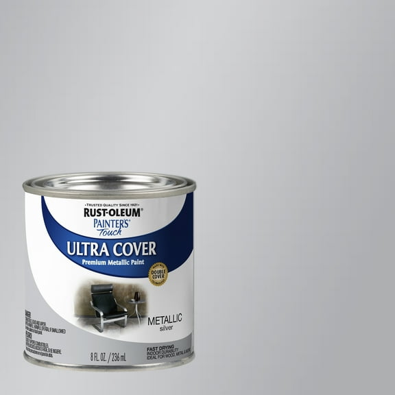 Silver Metallic, Rust-Oleum Painter's Touch Ultra Cover Satin, Half Pint, 6 Pack