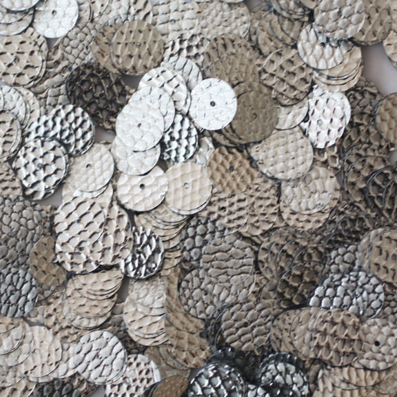 Silver Metallic Sequins 10mm Lizard Snakeskin Texture Opaque Effect Made in USA