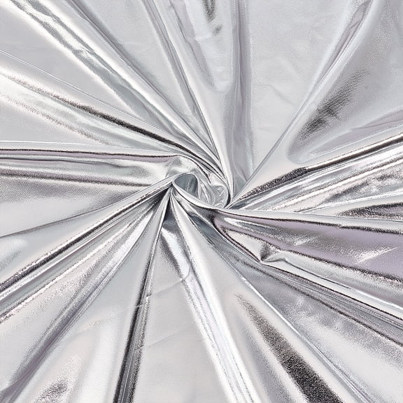 Silver Metallic Stretch Fabric 2.2 Yards x 59 Inch Metallic Foil Spandex Material Shiny Iridescent Stage Performance Fabric
