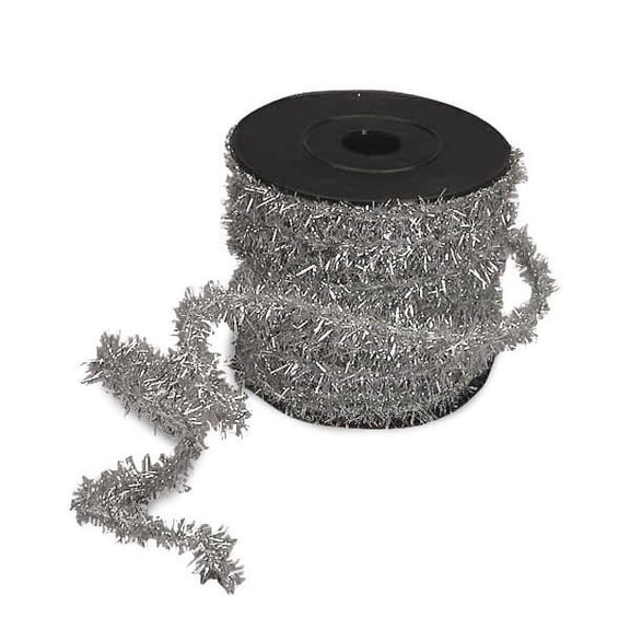 Silver Metallic Tinsel Wired Cord - 1/2" x 10 Yards, Sparkling Christmas Ribbon, Wreath, Gift Wrap, New Year's Eve, Anniversary, Gift Bows, Presents, Birthday