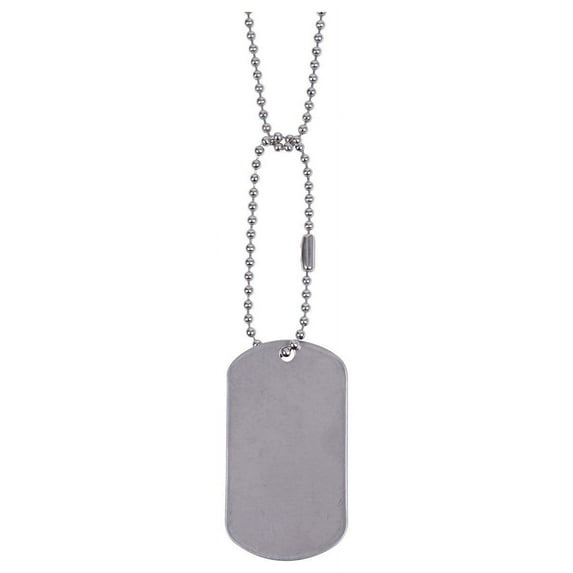 Silver - Military GI Style Stainless Steel Dog Tag with Shiny Finish
