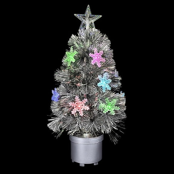 Silver Mini Christmas Tree with Color Changing Lights