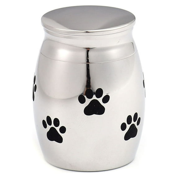Silver Mini Sized Funeral Pets Ashes Cremation Urns for Dog Cat Keepsake Stainless Steel Warterproof Paw Pet Memorial Ash Container with Free Anavia Pouch