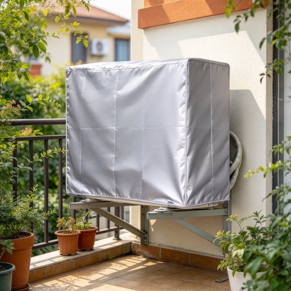 Silver Mini Split AC Cover, Outdoor Wall Mounted Air Conditioner Protector, Dustproof Snowproof Waterproof Cover for AC Outside Unit 1PC