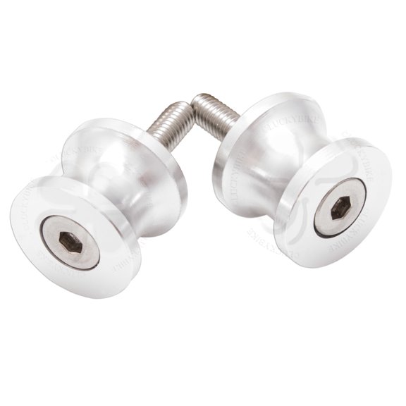 Silver Mini Swingarm Spools Sliders 6mm Bolts Yamaha R1 R6 Aprilia Buell Triumph